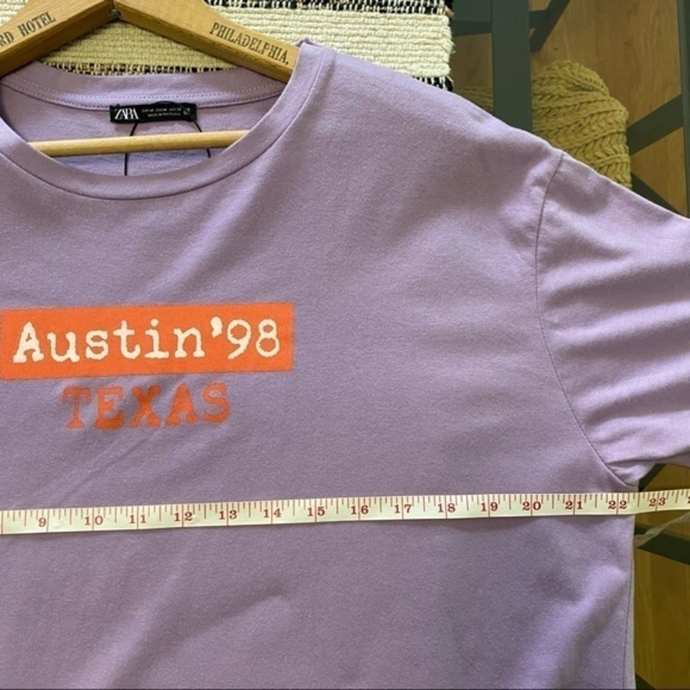 Zara Austin Texas 1998 Lavender Purple Graphic Tee T-shirt Medium - Picture 9 of 11